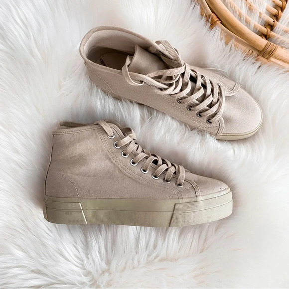 Vagabond Teddie Khaki Trainers High Top Sneakers Lace Up Beige Tan Platform - Picture 6 of 16